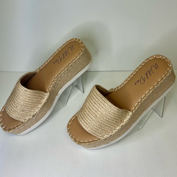 🤩”Wild Pair” Shermer Slide Espadrille Platform Sandals Beige w/White Soles” - Picture 4 of 16